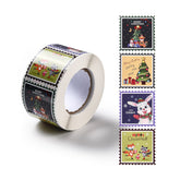 Paper Stickers 1.5x1.5 Inch / 3.75x3.75 CM (1 Roll, 500 Stickers) Merry Christmas Theme Square Multicolor Gift Packing Tags